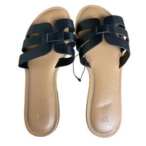 The Drop Slip On Sandals Black Brown Sz 7.5